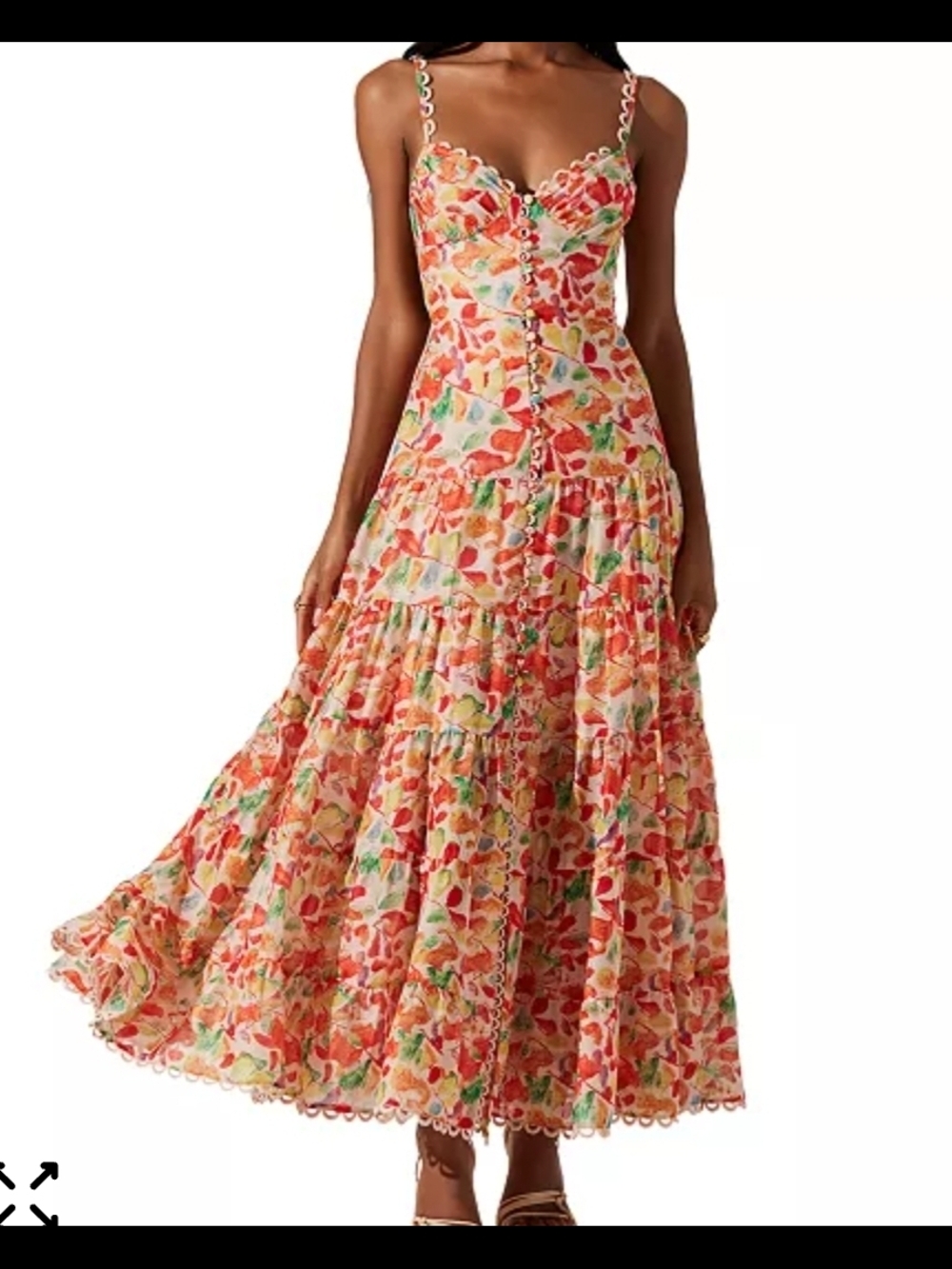 Anthropologie Coral Multi-Color Floral Tiered Maxi Dress